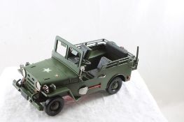 Tin Model Army Jeep 9 3/4