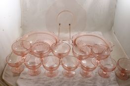 Pink Depression Glass Sherbets & Serving Bowls