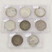 8 Morgan Silver Dollars 1880-1896