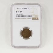 1909 S Indian Head Cent NGC Graded F15 BN