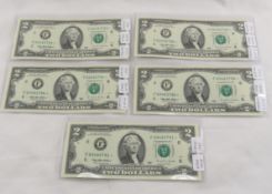 5 1995 $2 Star Notes UNC - 4 in sequence
