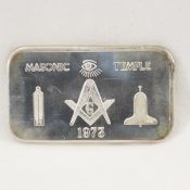 1973 Mother Lode Masonic Temple 1ozt Silver Bar