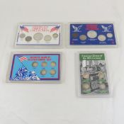 4 US Coin sets in cases $2.50 face Silver