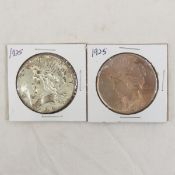 2 1925 Peace Silver Dollars