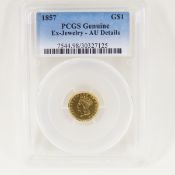 1857 $1 Gold PCGS Genuine AU Details