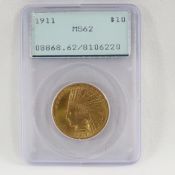 1911 $10 Gold Indian Head PCGS MS62 - Old Holder