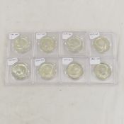 7 1964 & 1 1968 Silver Kennedy Half Dollars