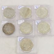 7 1922 & 1923 Peace Silver Dollars