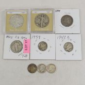 $2 Face Silver US Coins, Barber, Mercury, Walkers