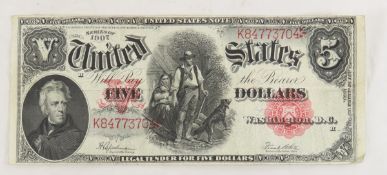 1907 $5 Woodchopper US Large Note