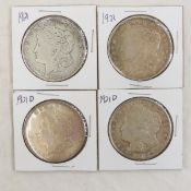 2 1921 & 2 1921 D Morgan Silver Dollars