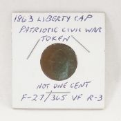 1863 Liberty Cap Patriotic Token Not One Cent