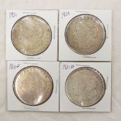 2 1921 & 2 1921 D Morgan Silver Dollars