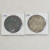 2 1898 Morgan Silver Dollars