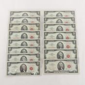 15 1963 & 1963 A Uncirculated $2 Notes