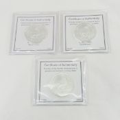 3 1ozt Silver S Africa 1R Krugerrands 2022-2024 BU