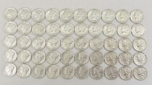 50 Silver Mercury Dimes XF+