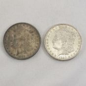 1888 & 1890 S Morgan Silver Dollars