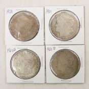 2 1921 & 2 1921 D Morgan Silver Dollars