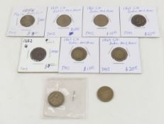 3 Flying Eagle & 6 Indian Head Cents 1857-1864