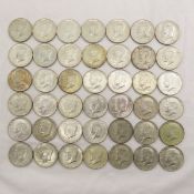 42 1965-1969 Kennedy Silver Half Dollars