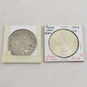 1923 & 1925 Peace Silver Dollars
