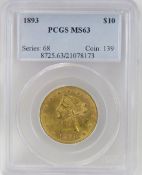1893 $10 Gold Liberty Head PCGS MS63
