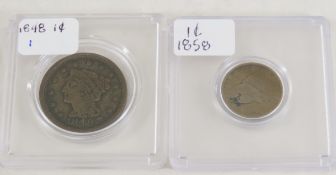 1848 Braided Hair & 1858 Flying Eagle Cents