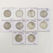 10 Silver Half Dollars: 6 Walking Lib & 4 Franklin