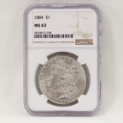 1884 Morgan Silver Dollar NGC MS63