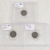1853, 1857, & no date 3 Cent Nickels