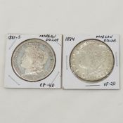 1881 S & 1884 Morgan Silver Dollars