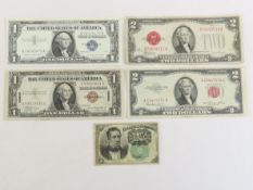 1935 A $1 Hawaii Silver Cert, 1928 $2, Fractional