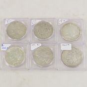 6 Peace Silver Dollars 1923-1926