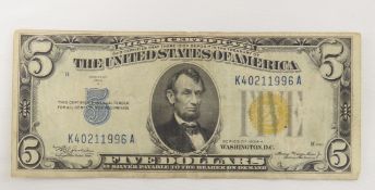 1934 A $5 North Africa Silver Certificate
