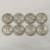 8 Walking Liberty Silver Half Dollars