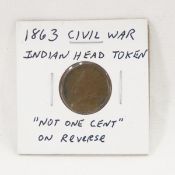 1863 Civil War Indian Head Token Not One Cent