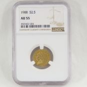 1908 $2.50 Gold Indian Head AU55