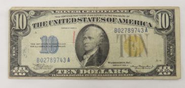 1934 A $10 North Africa Silver Certificate