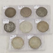 8 Morgan Silver Dollars 1896-1921