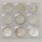 9 American Silver Eagles 1986-1996
