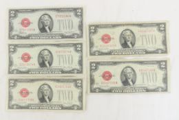 5 1928 $2 US Notes