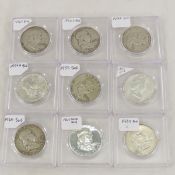 9 1952-1963 Franklin Silver Half Dollars