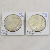 1923 & 1924 Peace Silver Dollars