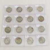 16 Walking Liberty Half Dollars 1917-1936
