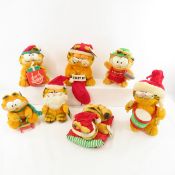 7 Vintage 1980's Garfield Christmas Plush