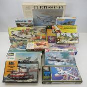 12 Vintage Airplane & 1 Tugboat Model Kit-Open Box