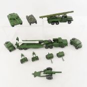 6 Dinky Toys military vehicles & 5 attachments