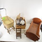 Antique Stroller, 2 Cradles, Doll Furniture & More
