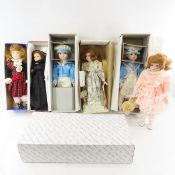 7 Vintage Porcelain Collector Dolls in Boxes